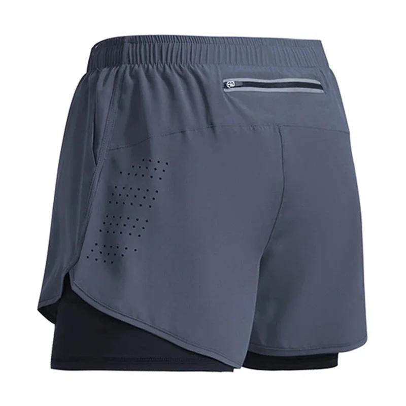 Pantalones cortos para correr para hombre, pantalones cortos deportivos de secado rápido con ventilación de doble capa, nuevos pantalones cortos deportivos para entrenamiento y culturismo
