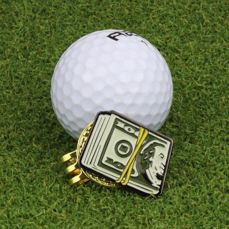Creativo Dollar Bill Golf Ball Mark Cappello da golf Clip Porta marcatore magnetico in metallo con clip per cappelli Accessori da golf Regali per golfisti