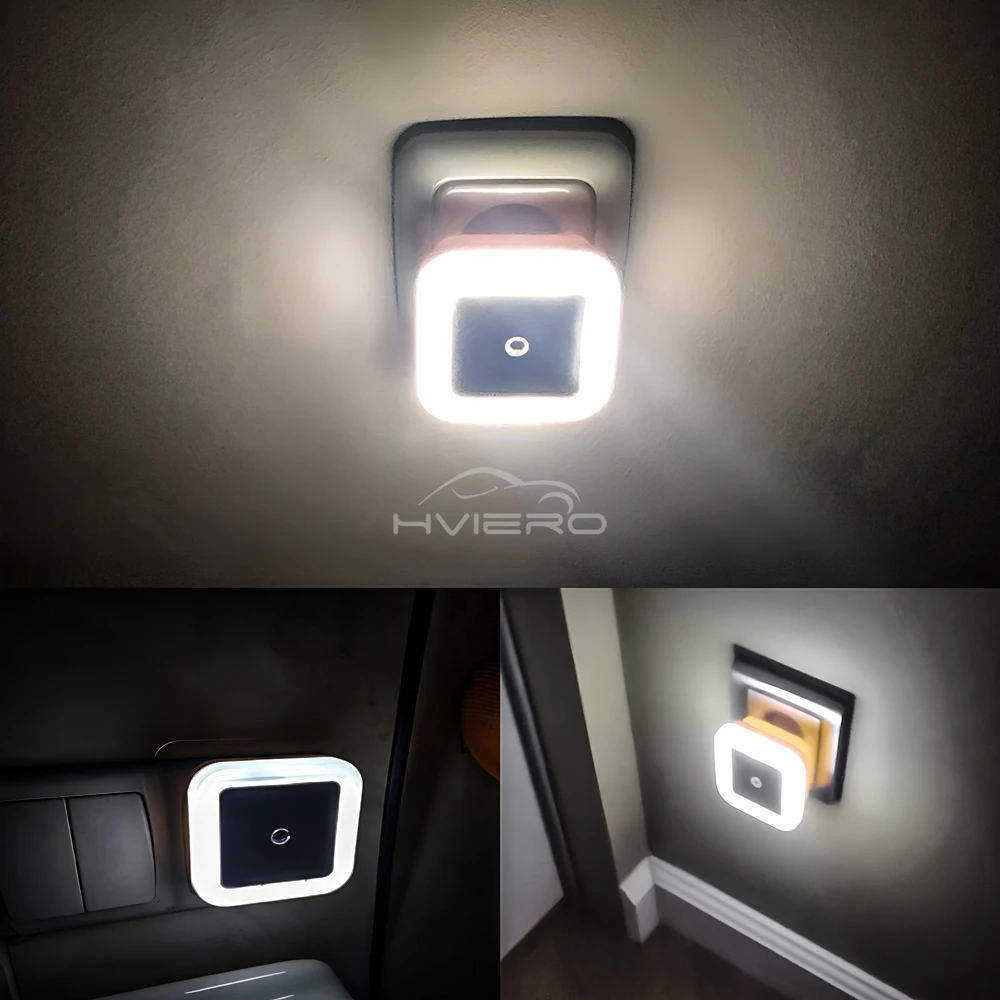 Sensor sem fio led night light plugue da ue mini luzes noturnas quadradas para bebês crianças sala de estar quarto lâmpada de iluminação do corredor