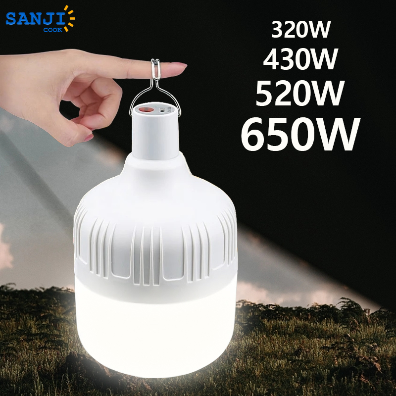 Lampes de secours LED rechargeables par USB, lanternes extérieures portables, ampoule clignotante, batterie, barbecue, camping, 650W