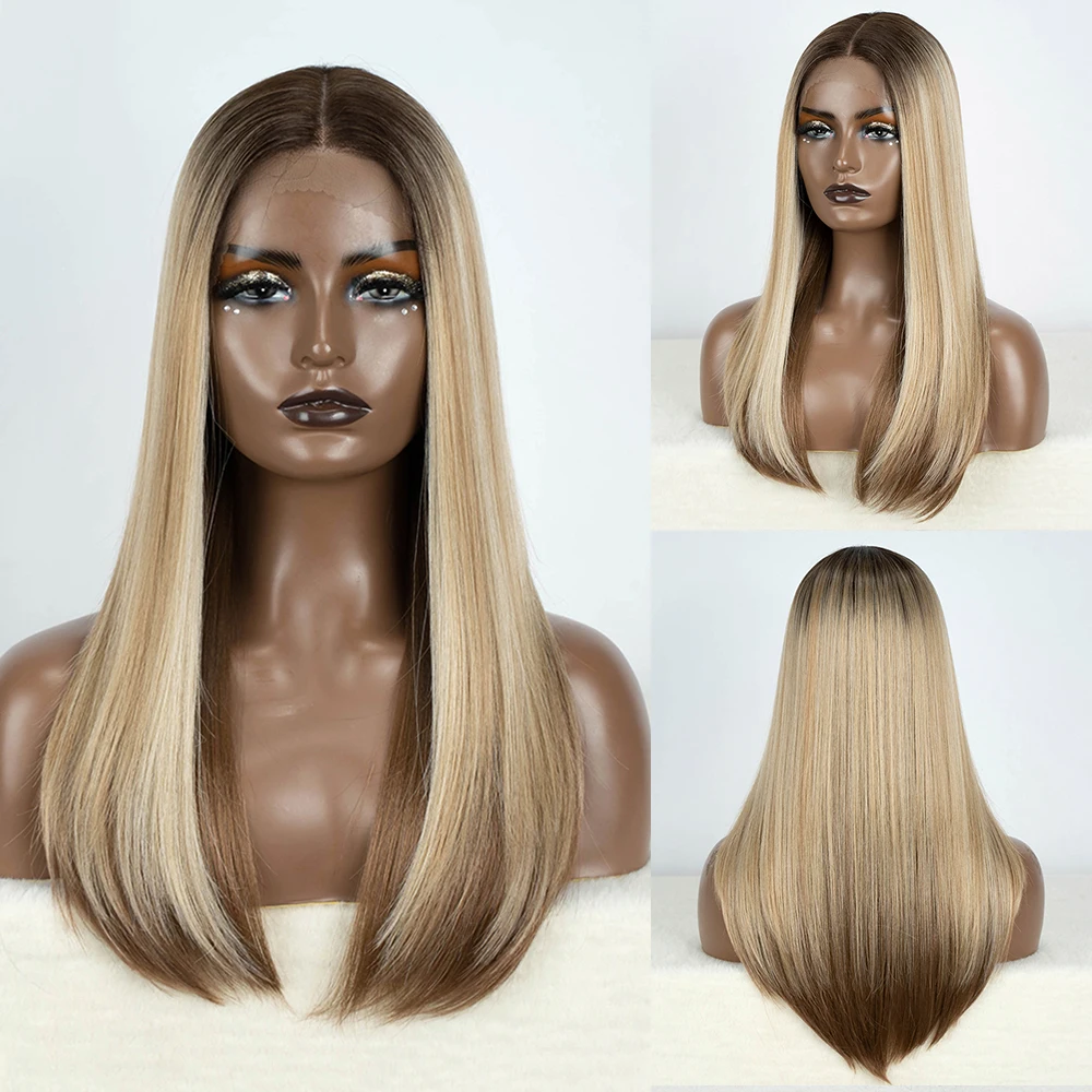 Perucas dianteiras de renda sintética 22 "marrom loira cor preta cabelo natural bob peruca para mulheres peruca de renda resistente ao calor perucas cosplay