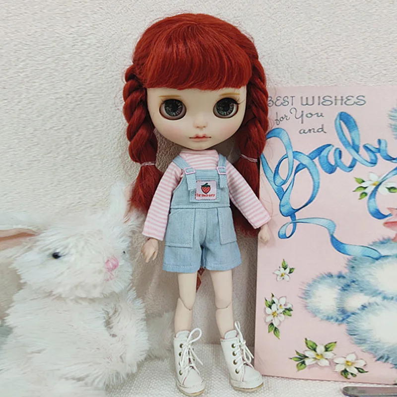 Casual Blyth Puppe Kleidung Strampler Plaid Hosen Langarm Top Anzug Puppe Hosen für Ymy Licca Azones Ob24 Ob27 Puppe Zubehör