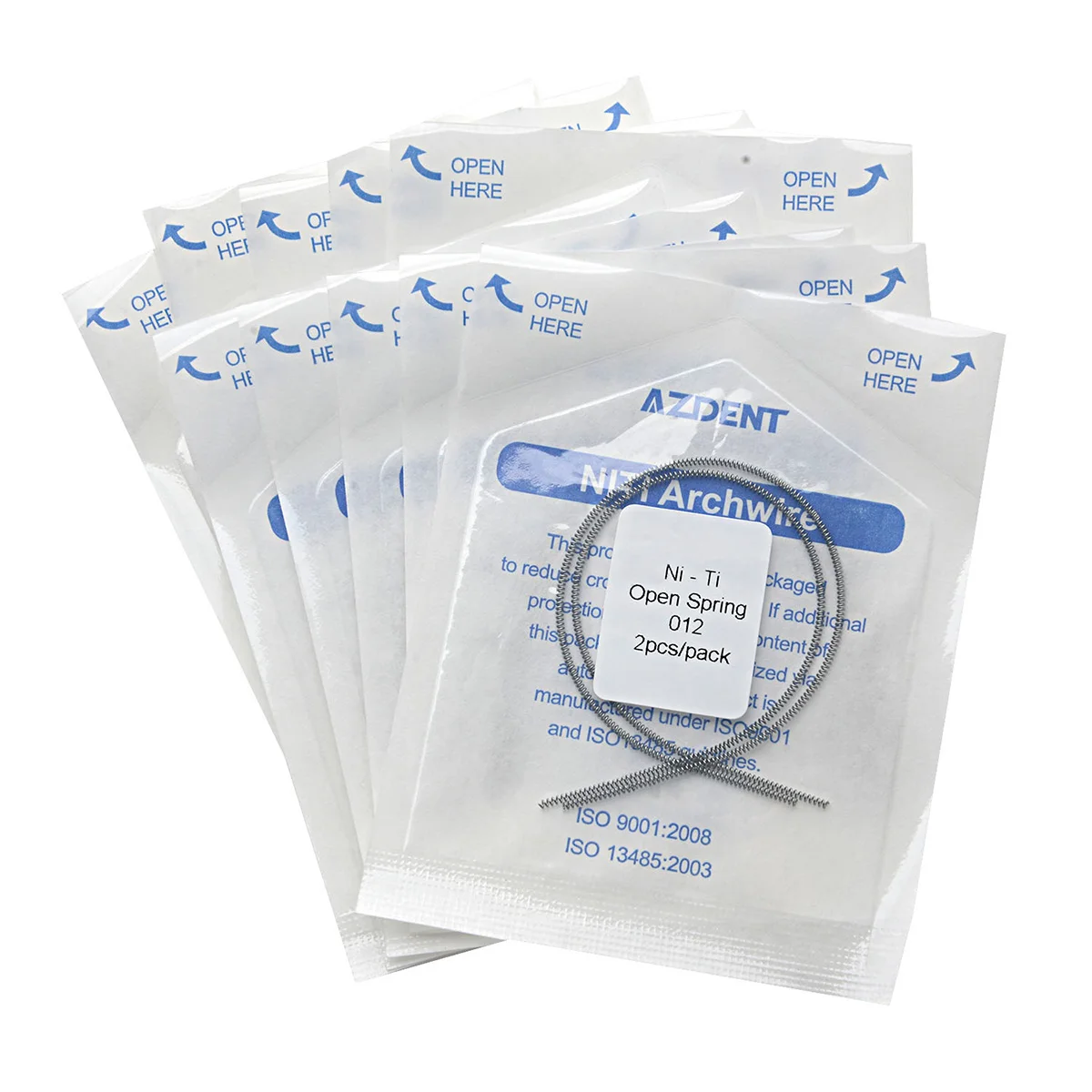 2 unids/pack AZDENT Dental ortodoncia resorte abierto Niti resorte helicoidal elástico 0,010/0,012*180mm