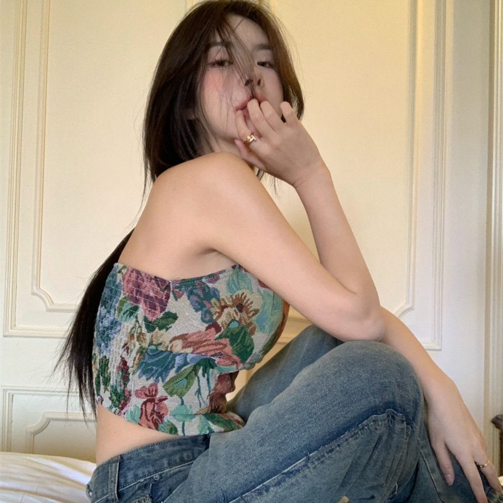 Женский топ в полоску, без рукавов, с принтом