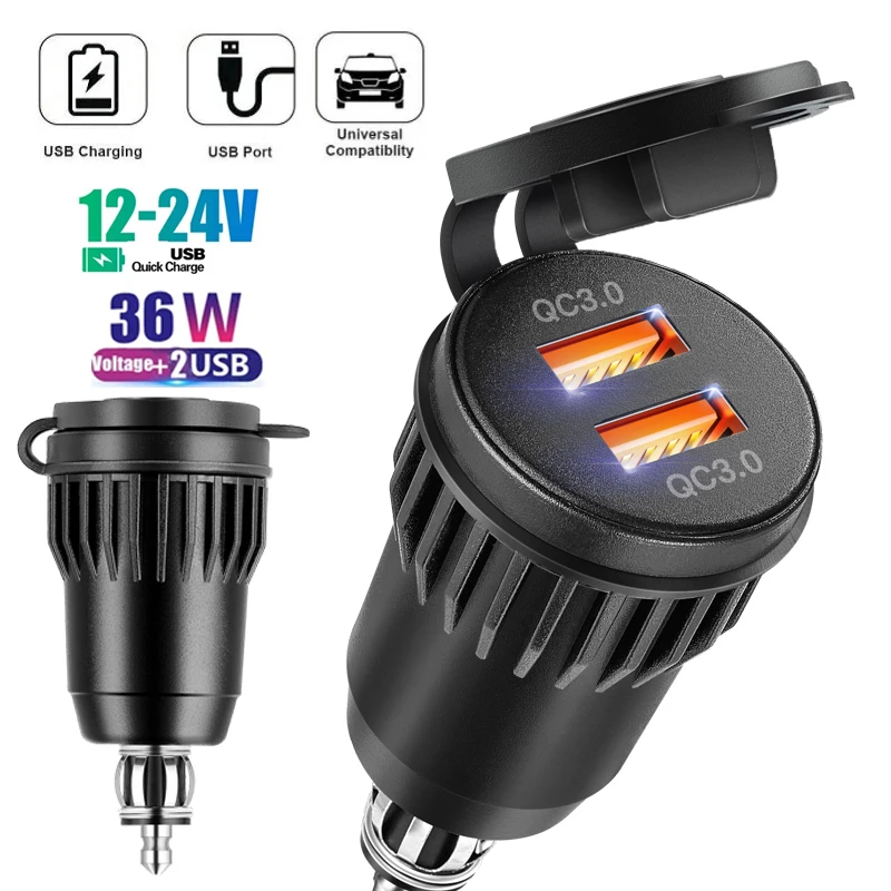 Enchufe QC 3,0 para motocicleta, 12v a usb c, enchufe europeo, adaptador de carga rápida USB C, enchufe DIN Hella para motocicleta, toma de corriente para BMW