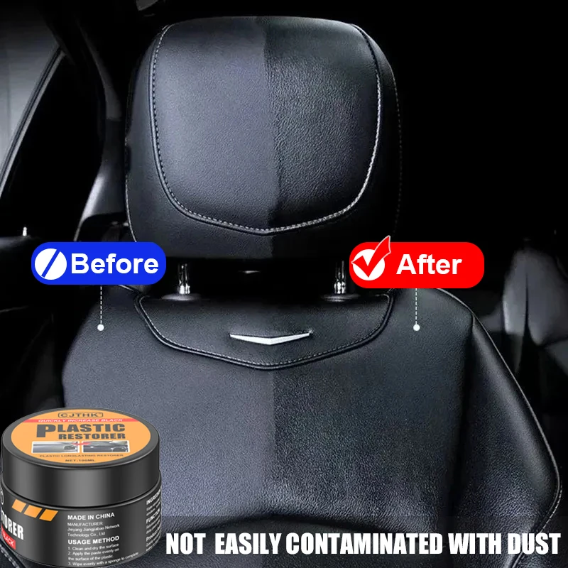 Restaurador de plástico para coche, agente de revestimiento de cera para renovación de Panel y cuero Interior de coche, transparente, para volver al negro, brillo, cera para coche
