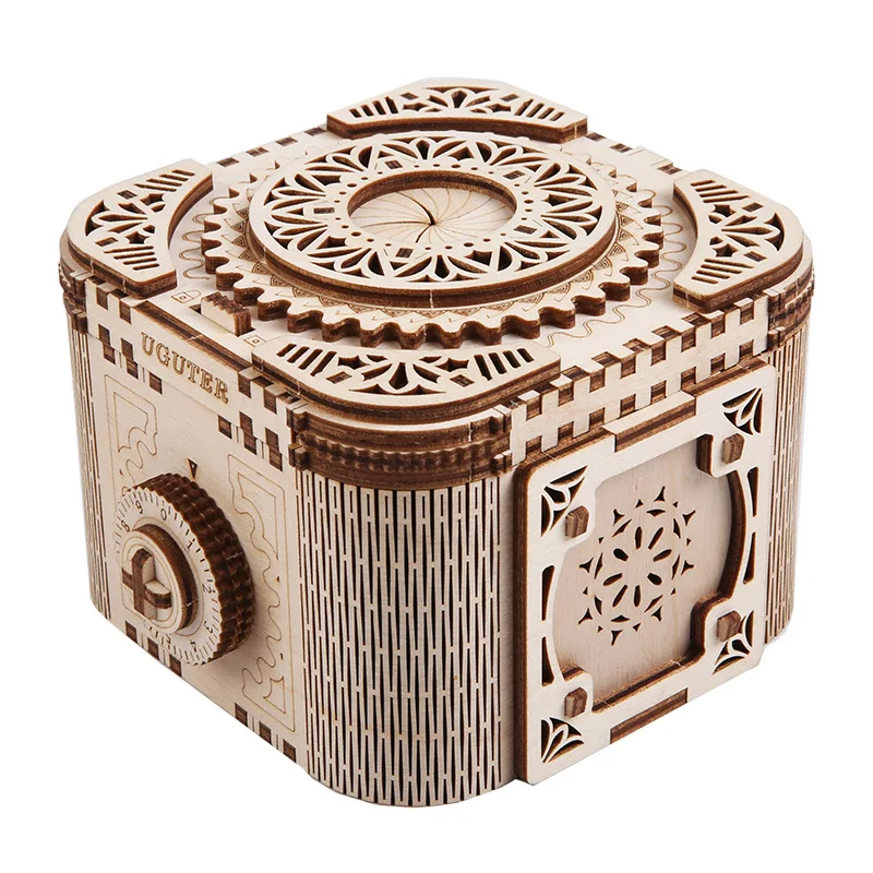 Caja de joyería de madera, rompecabezas mecánico, ensamblaje 3d, bloques de construcción, conjunto de modelos, lápiz labial, anillo, collar, almacenamiento de contraseña
