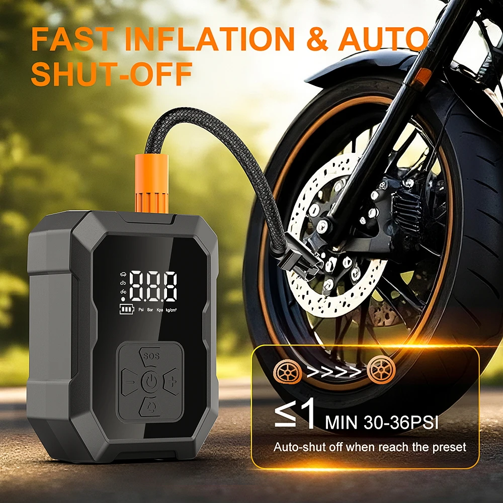 YIJU ชาร์จยาง Inflator ไฟฟ้า Inflator แบบพกพาสําหรับรถจักรยานยนต์รถจักรยานเครื่องอัดอากาศลูกฟุตบอล Inflator ปั๊ม