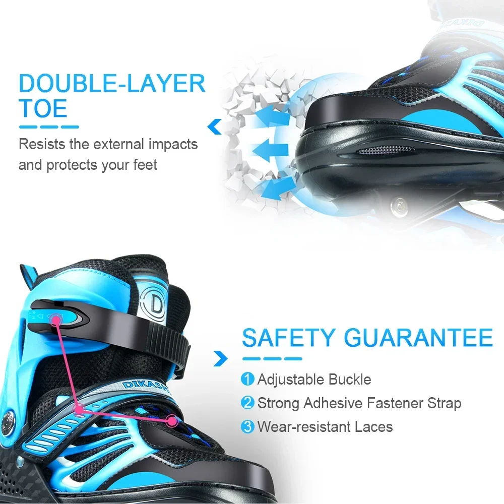 Patins à roues alignées lumineux réglables avec roues lumineuses pour enfants et jeunes filles garçons patins à roues alignées