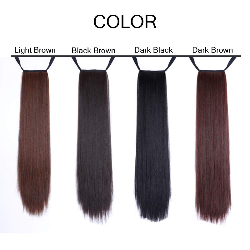 45/55/60 センチメートルロングストレートウィッグポニーテールヘアエクステンションかつらマット現実的なシームレスなタイアップポニーテール女性のための日常使用