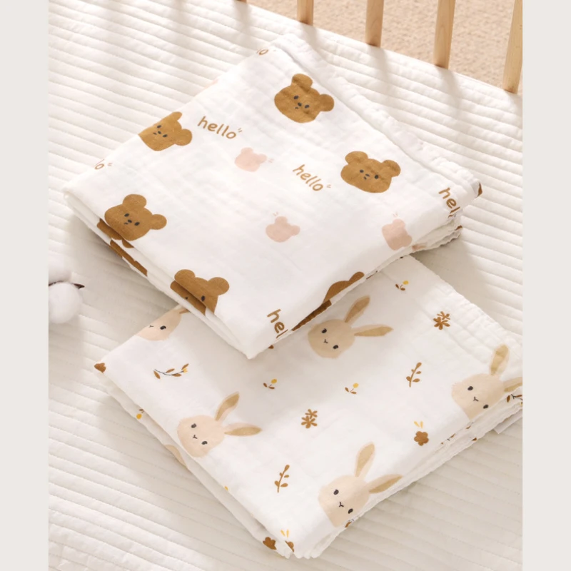 ทารกแรกเกิดผ้าเช็ดตัวเด็ก 4 ชั้นผ้าฝ้าย Swaddle ผ้าห่มทารกผ้าปูที่นอนผ้าพันคอผ้าห่มรถเข็นเด็กเด็กผ้าเช็ดตัว
