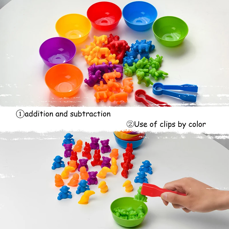Rainbow Sorting เกมปริศนาสัตว์ของเล่นไดโนเสาร์การจราจรสีจับคู่เกม Montessori การศึกษา Sensory ของเล่นสําหรับเด็กก่อนวัยเรียน