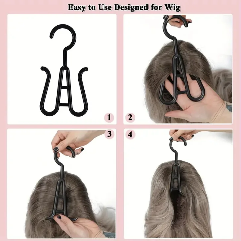 2 pçs cabides de peruca de plástico portátil cabide de peruca-elegante e conveniente peruca preta ganchos de armazenamento conveniente para múltiplas perucas