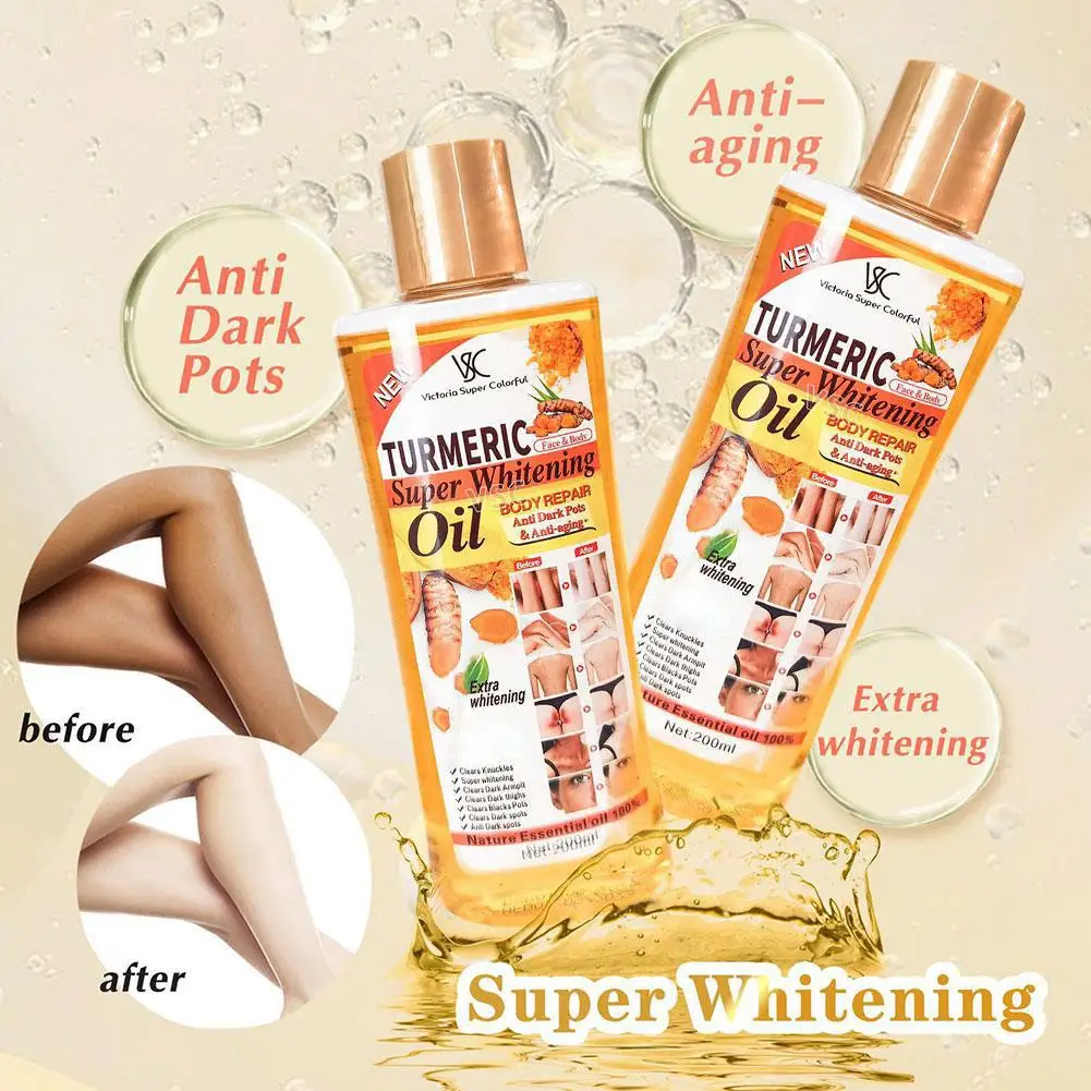 200ml น้ํามันหอมระเหยขมิ้น Facial Body Massage Oil Moisturizing Brightening Smoothing Body Face Skin Care ผลิตภัณฑ์