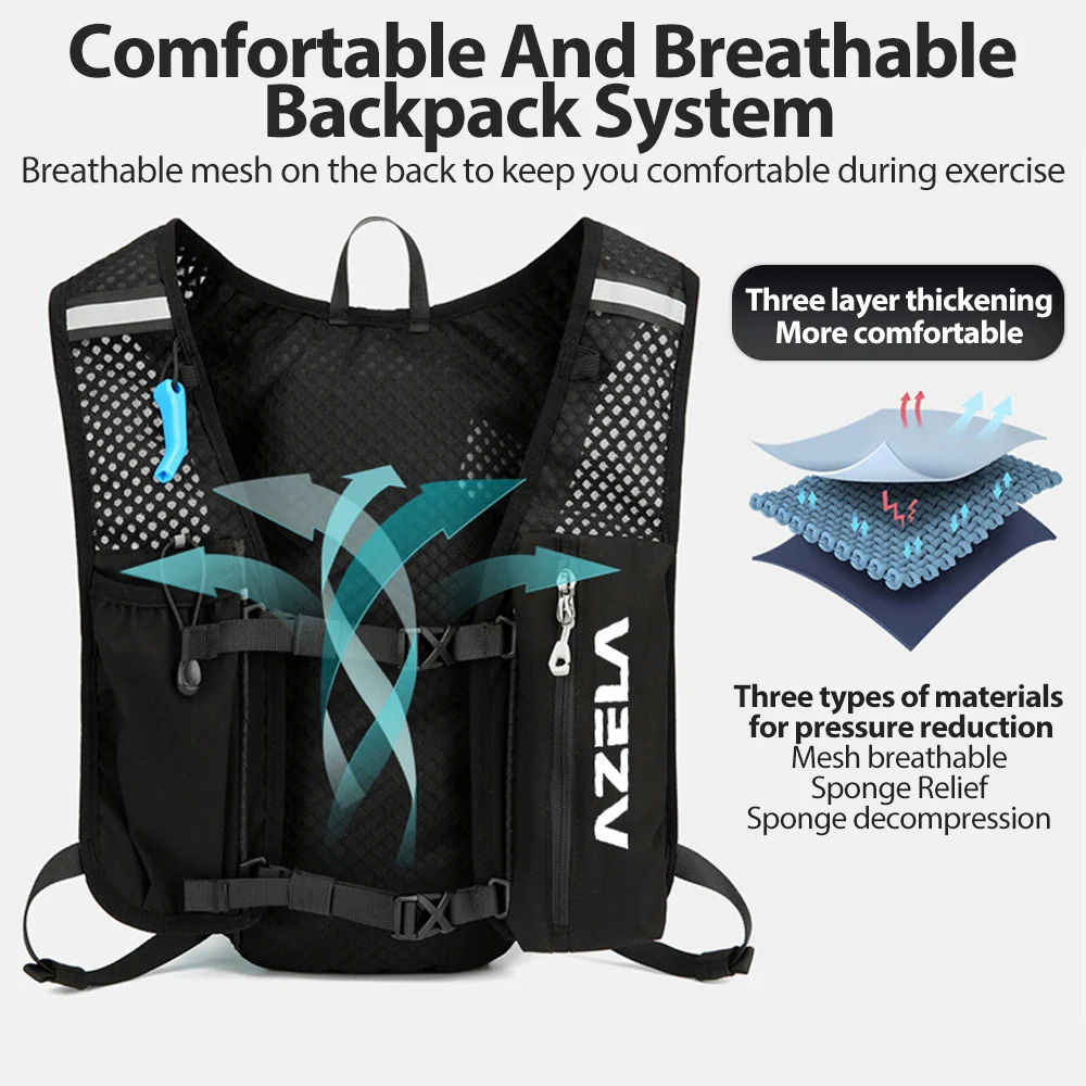 NEWBOLER Trail Running กระเป๋าเป้สะพายหลัง 5L Ultra น้ําหนักเบา Hydration Vest Breathable Functional Pack สําหรับมาราธอนขี่จักรยานเดินป่า