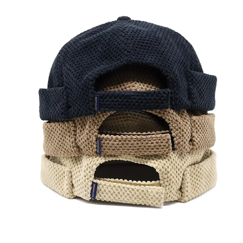 Bocca Retro cúpula gorro para hombres y mujeres sombreros sin ala Skullcap Docker Vintage ajustable Color sólido novedad algodón