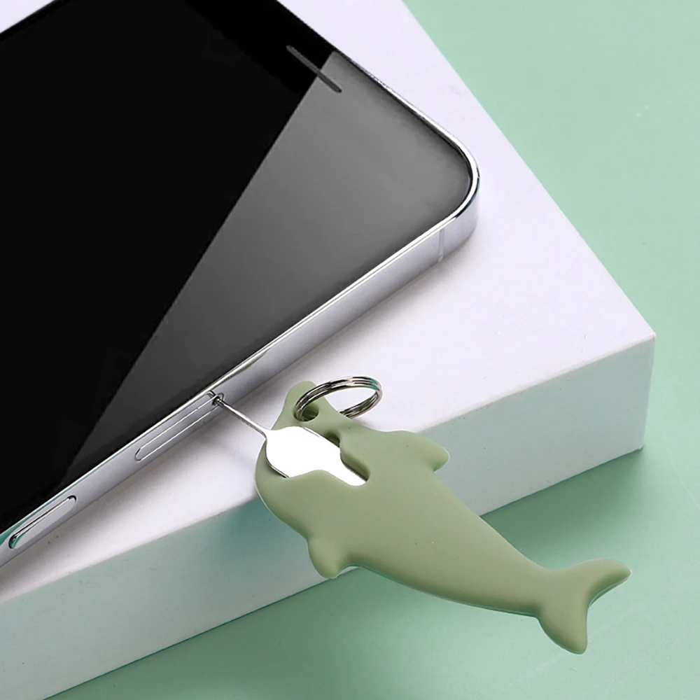 Dolphin Shape Anti Lost Sim Card Pin Needle Tray for iPhone Mi Samsung Universal SD Sim Card Remover Card Eject Tool Keyring New