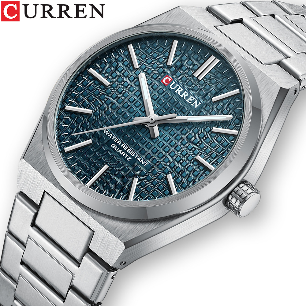 Reloj CURREN 8439 clásico de cuarzo para hombre, elegante diseño Simple, resistente al agua, correa de acero inoxidable, reloj de pulsera de negocios para ocio para parejas