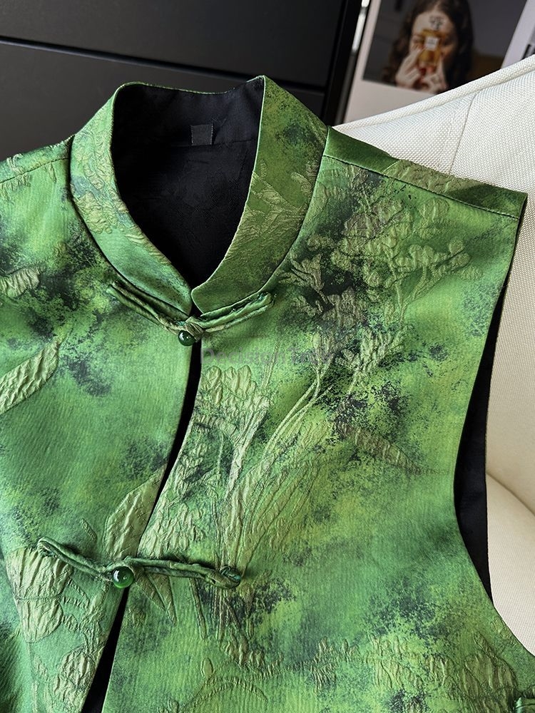 2025 estilo retro chinês literatura arte bordado jacquard colete clássico temperamento versátil colete na moda graciosa singlet