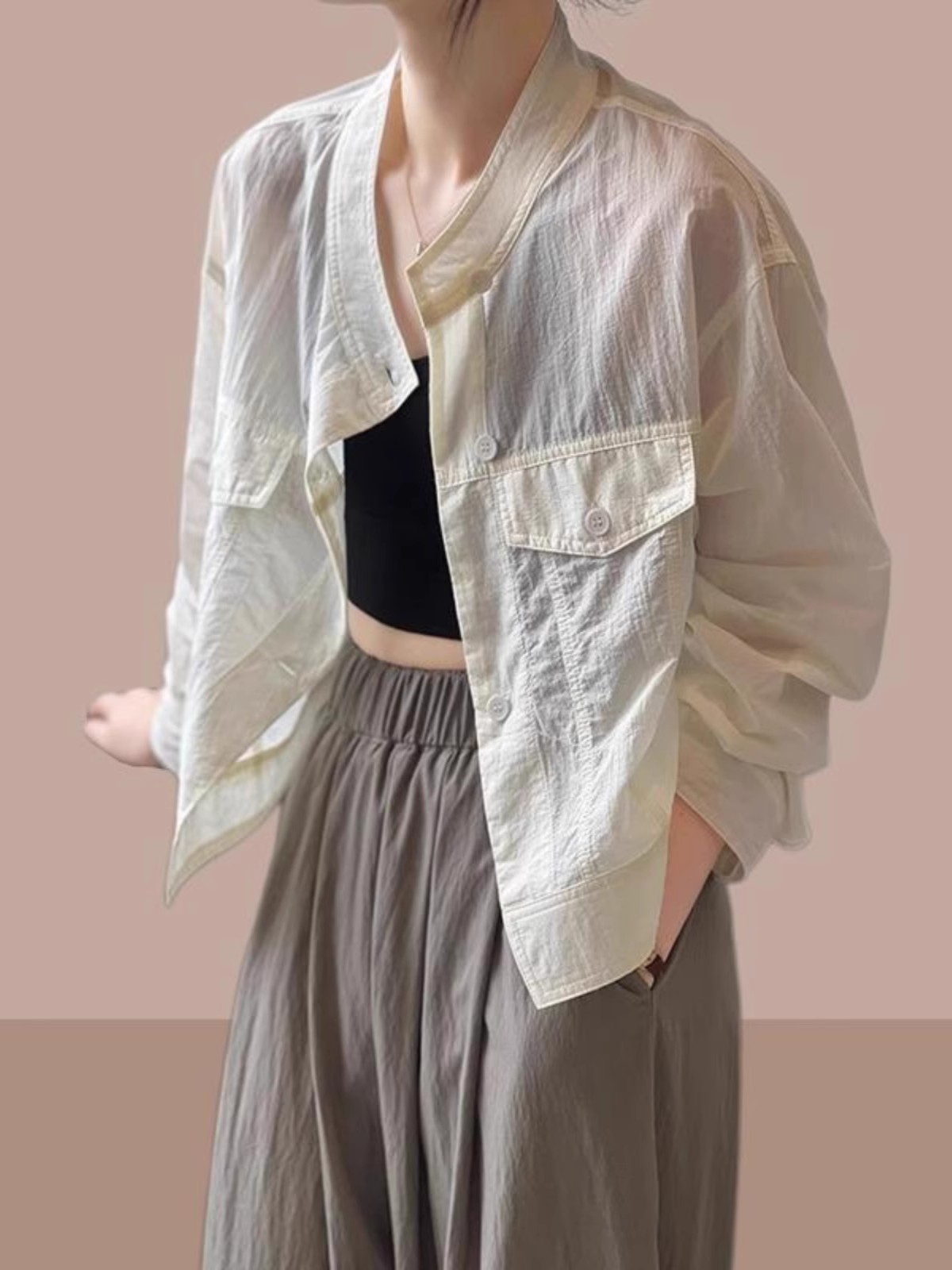 Csa Fena E de Verão 2025: Nova Coleção Coreana Solta e Respirável com Gola Alta Fina e Moderna