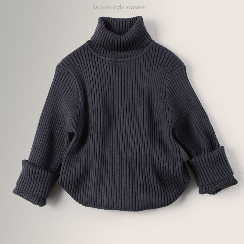 Suéteres de cuello alto para niños y niñas, Jersey de punto de Color sólido, ropa de otoño e invierno, novedad
