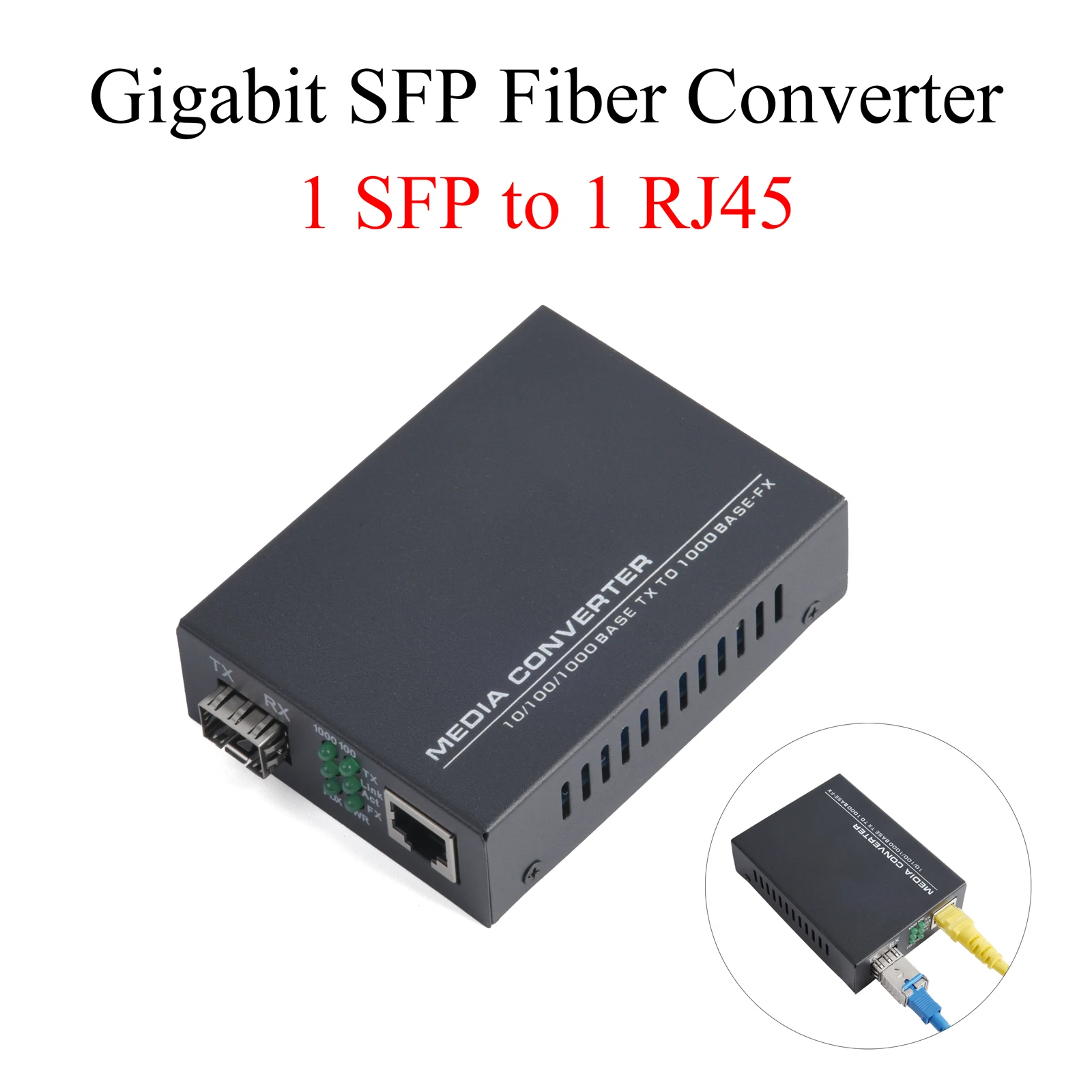 1PCS Gigabit SFP Media Converter 1 SFP zu 1 RJ45 Transceiver 10/100/1000M Fiber Optic Schalter mit 3KM/20KM LC/SC SFP Modul