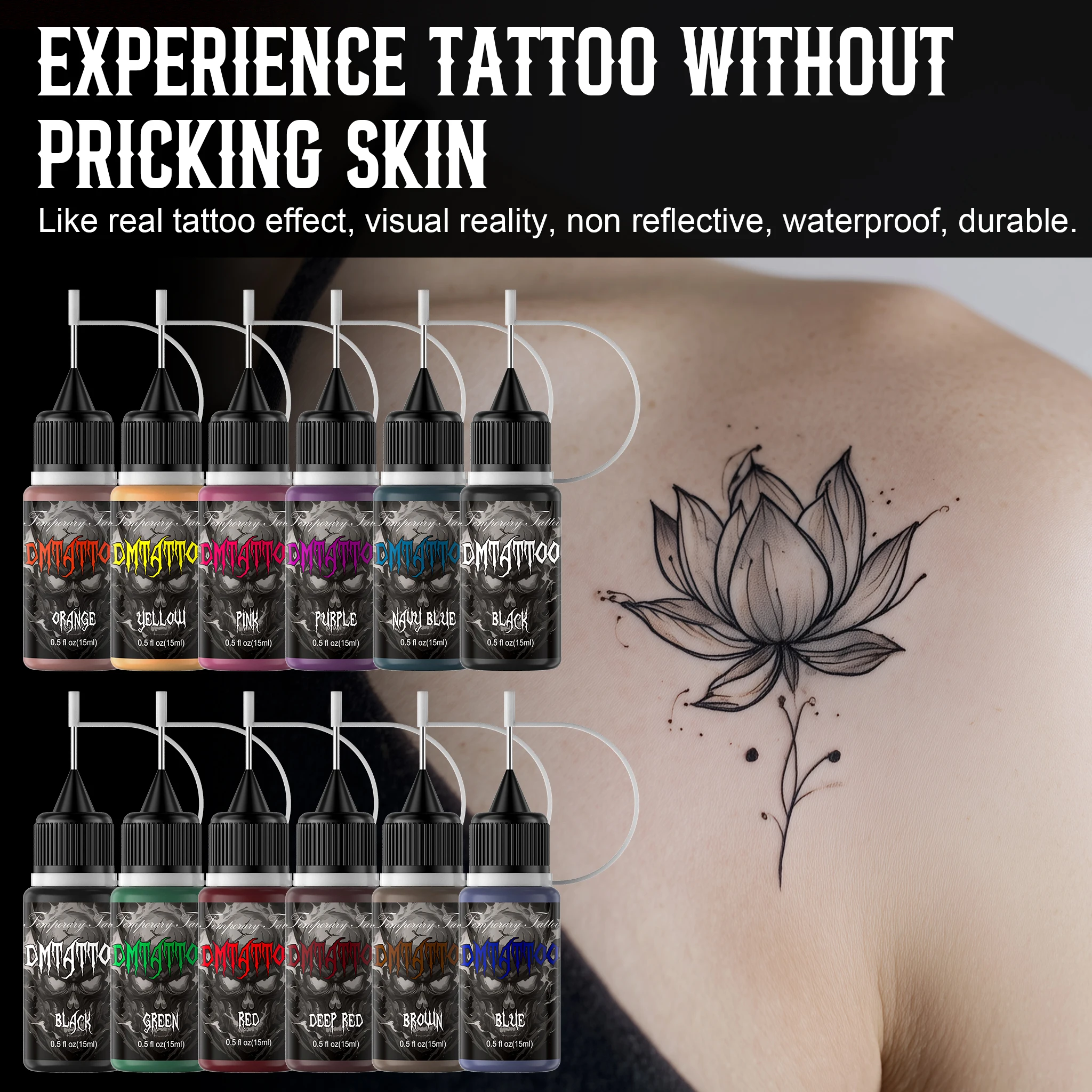 12-farbige temporäre Tätowierung männliche Creme langlebige wasserdichte Tinte Henna Tattoo weibliche semipermanente DIY-Kunstwerkzeuge