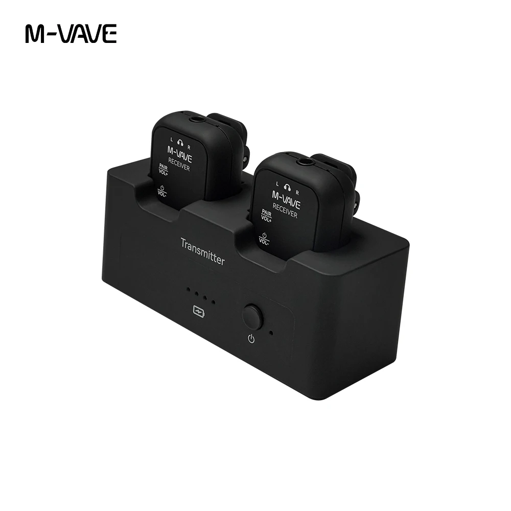 M-VAVE SWS12 WP-12 2,4G sistema de Monitor de auriculares inalámbricos, transmisor recargable 2 receptores con botón de volumen, función de silencio