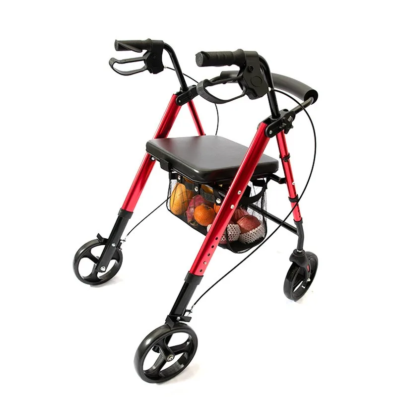 Carrinho de compras de liga de alumínio para idosos carrinho de compras scooter walker com carro familiar multifuncional de quatro rodas