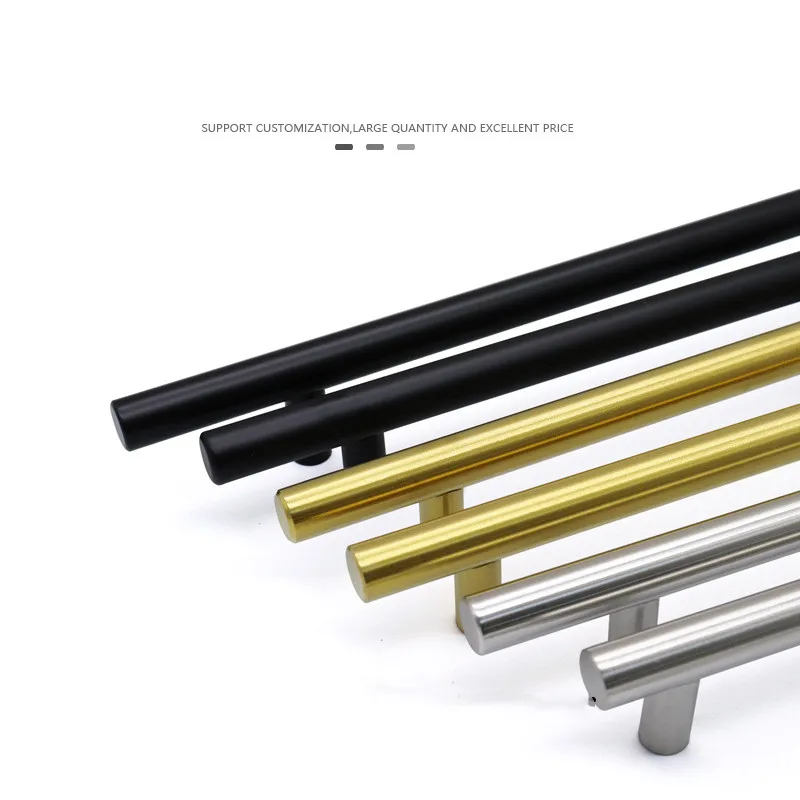 Vàng Đen Tủ Tay Cầm Inox Sáng Bóng Cánh Cửa Tủ Nhà Bếp Núm Đồ Gỗ Ngăn Kéo Kéo Phần Cứng Kéo Thanh Tay Cầm