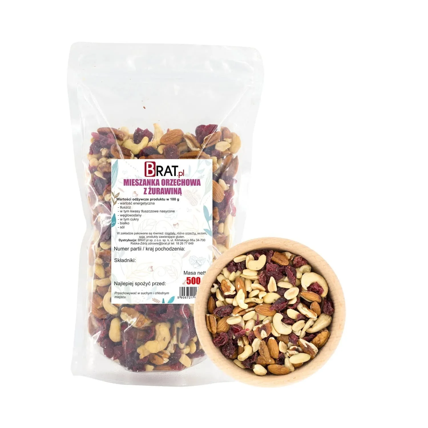 Mieszanka orzechowa z żurawiną 500g