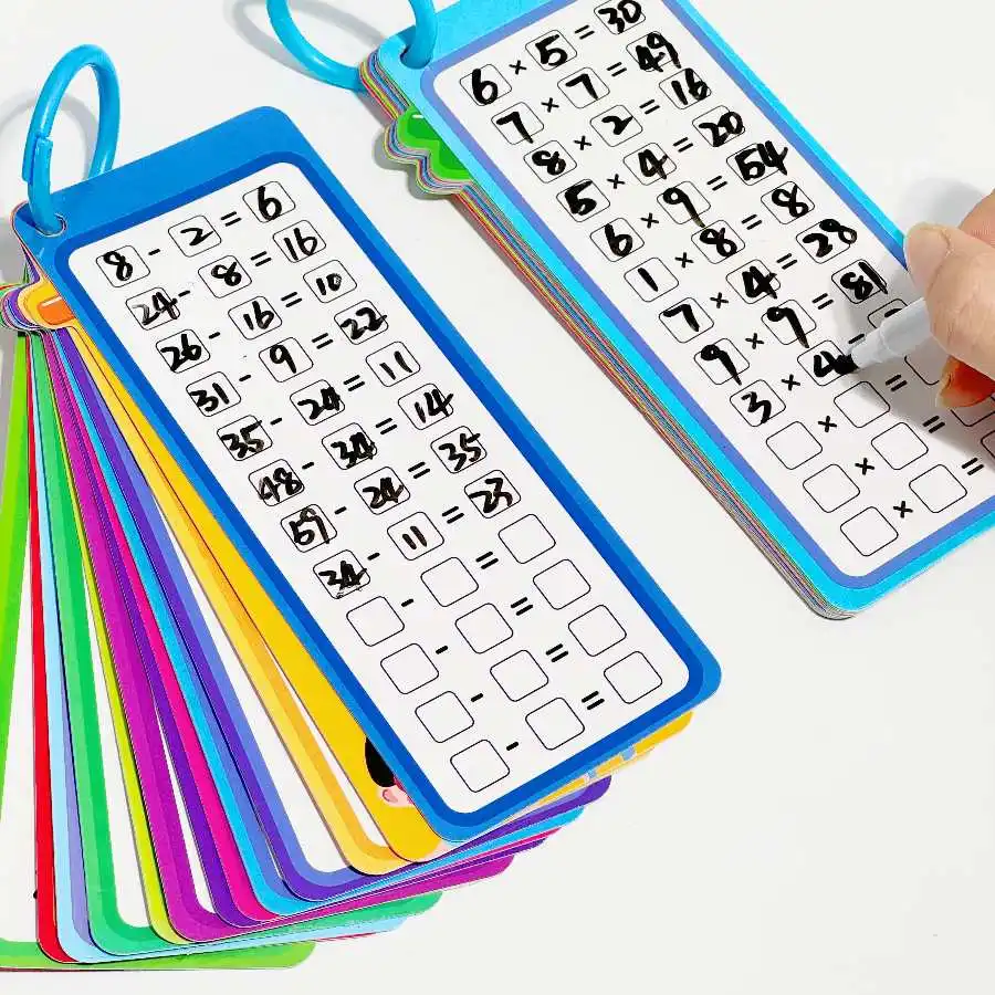 Maths Training Cards Addition Subtraction Multiplication and Division Educational Toys Student Arithmetic with Erasable Pen
