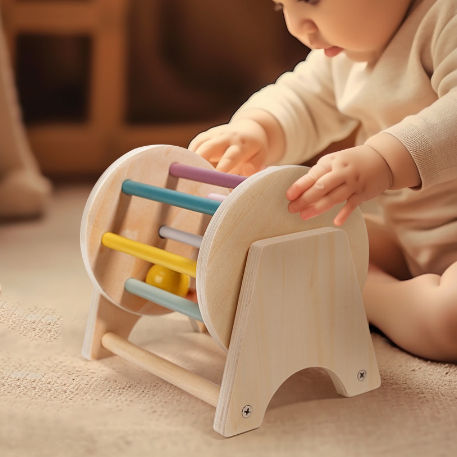 Montessori Baby Houten Speelgoed Munt Bal Drukke Trommel Baby Leermiddel Geschenken Kleur Vorm Cognitie Match Educatief Zintuiglijk Speelgoed