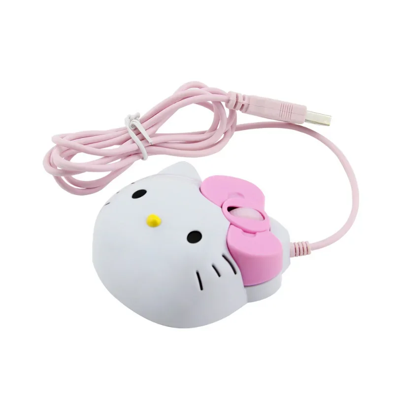Sanrio hello kitty com fio usb mouse anime personalizado feminino notebook mouse de escritório em casa para computador portátil sistema ios acessórios presente