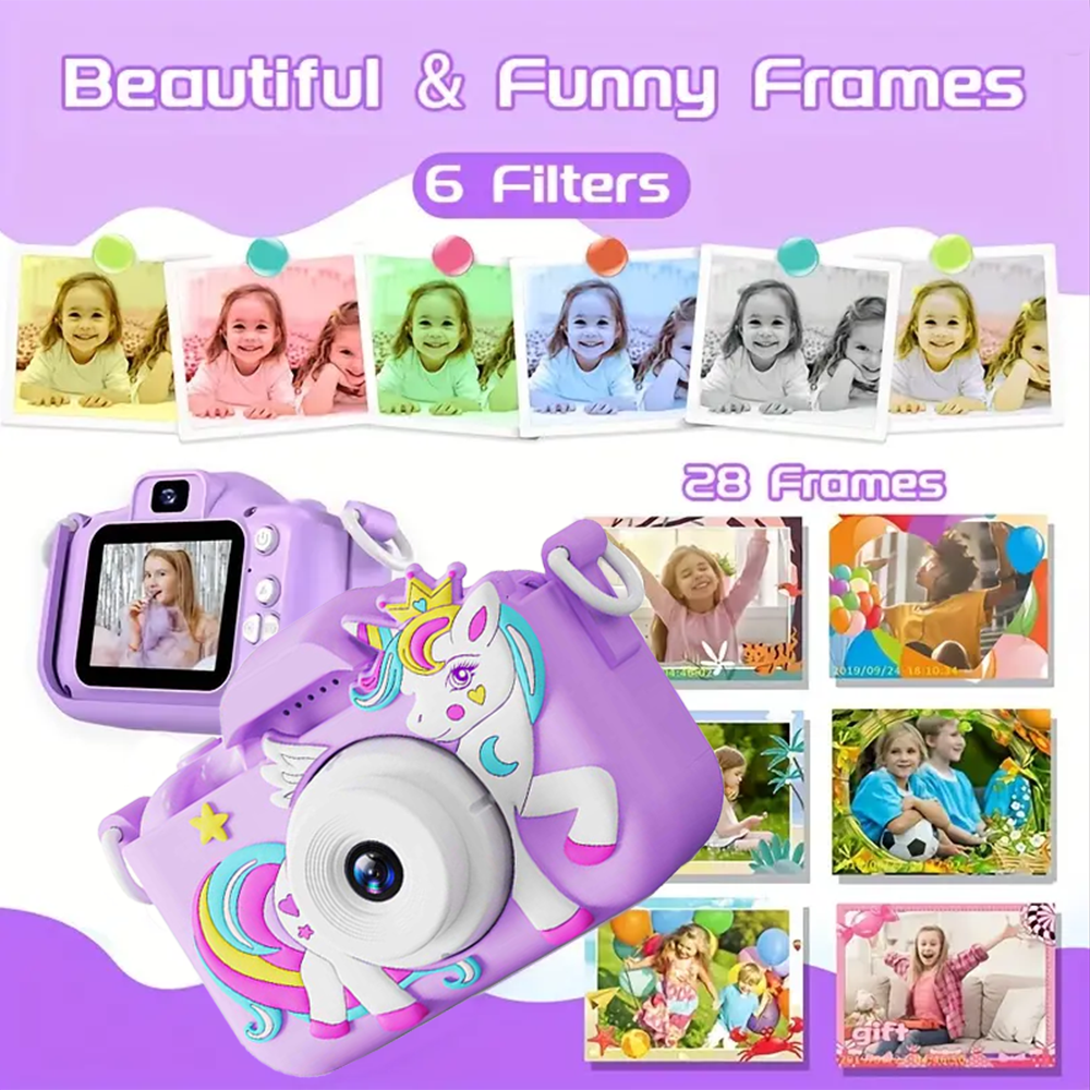 Câmera Digital Dupla para Crianças, Câmera de Vídeo Brinquedos com Cartão de 32GB, Mini Cam, Display Colorido, Presente de Aniversário Infantil, HD 1080P