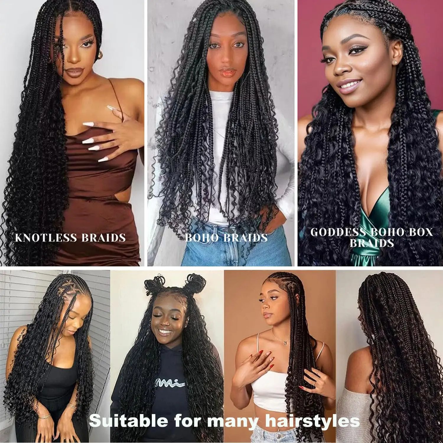 BULK Braiding Hair ผมมนุษย์ Deep WAVE สีที่ยังไม่ได้ไม่มี Weft Boho Braids ผมมนุษย์ BULK Extensions บราซิล Remy ผม