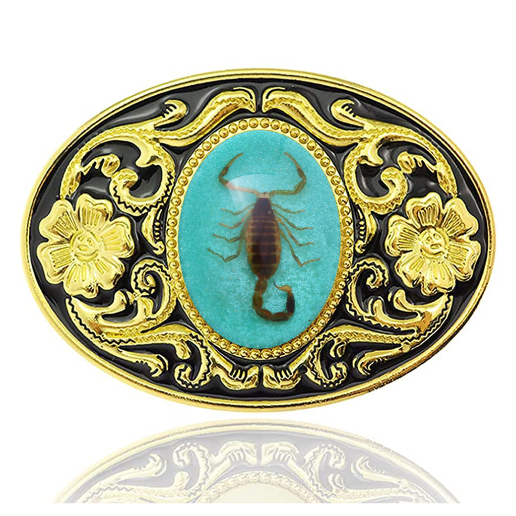 Goldlegierung Blumenmuster Tier Skorpion Gürtelschnalle Jeans Accessoires