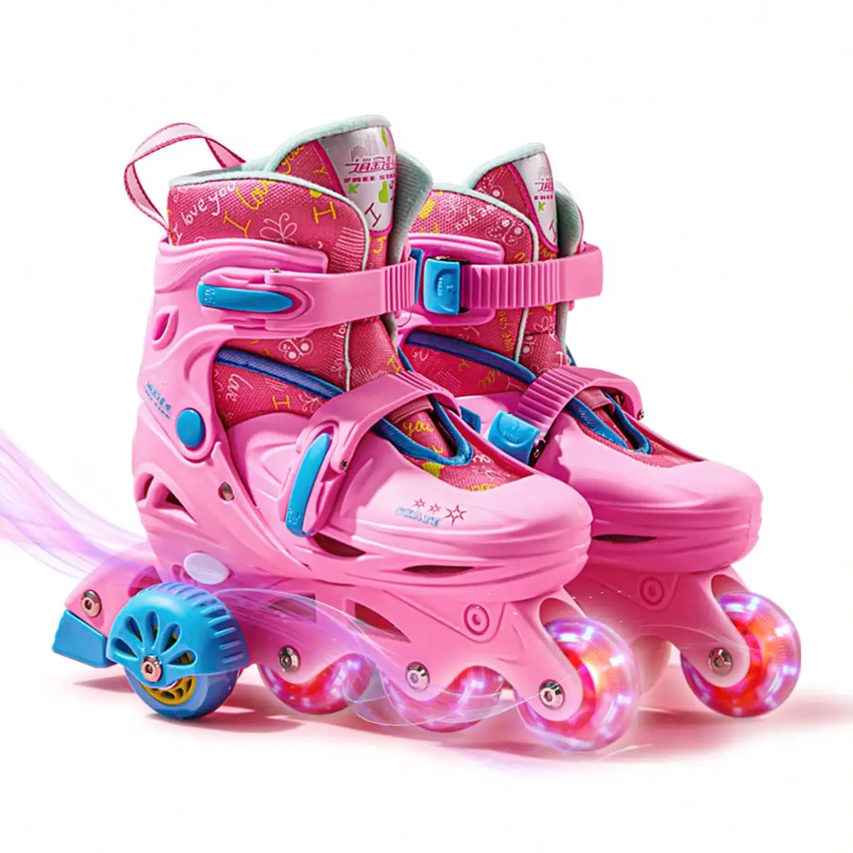 "Patins à roues alignées assistés pour débutants Xiaoyao Star avec roues d'équilibre de sécurité, ensemble de chaussures de patin pour