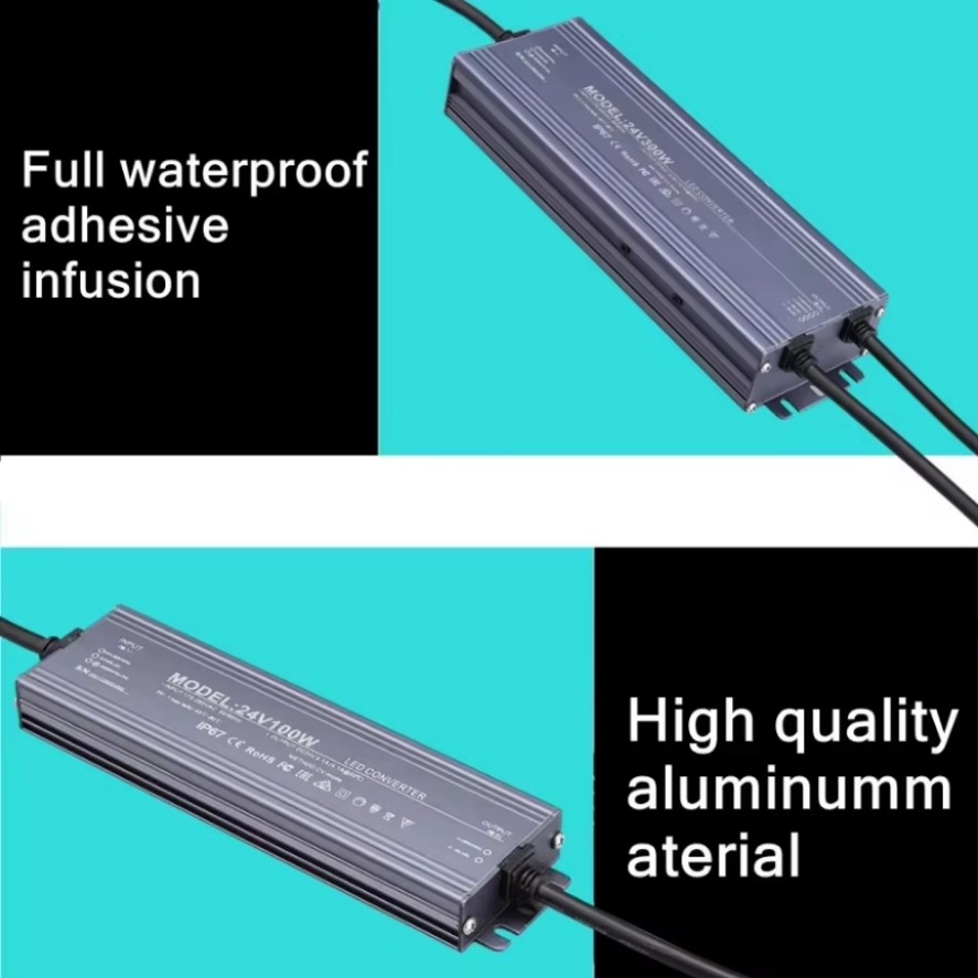 照明トランス防水電源 IP67 IP68 AC220V に DC 12V 24V LED ドライバ 100 ワット 200 ワット 300 ワット 400 ワット 500 ワット屋外アダプタ