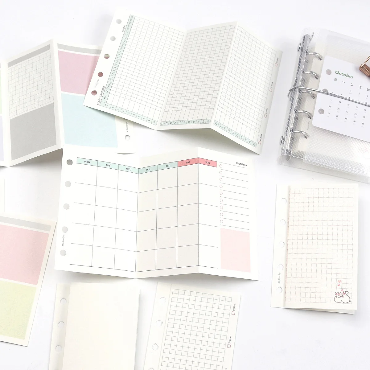 M5 50Sheets Colorful Loose Leaf Notebook Refill Spiral Binder Inner Page Weekly Monthly To Do Line Grid Inside Paper Stationery