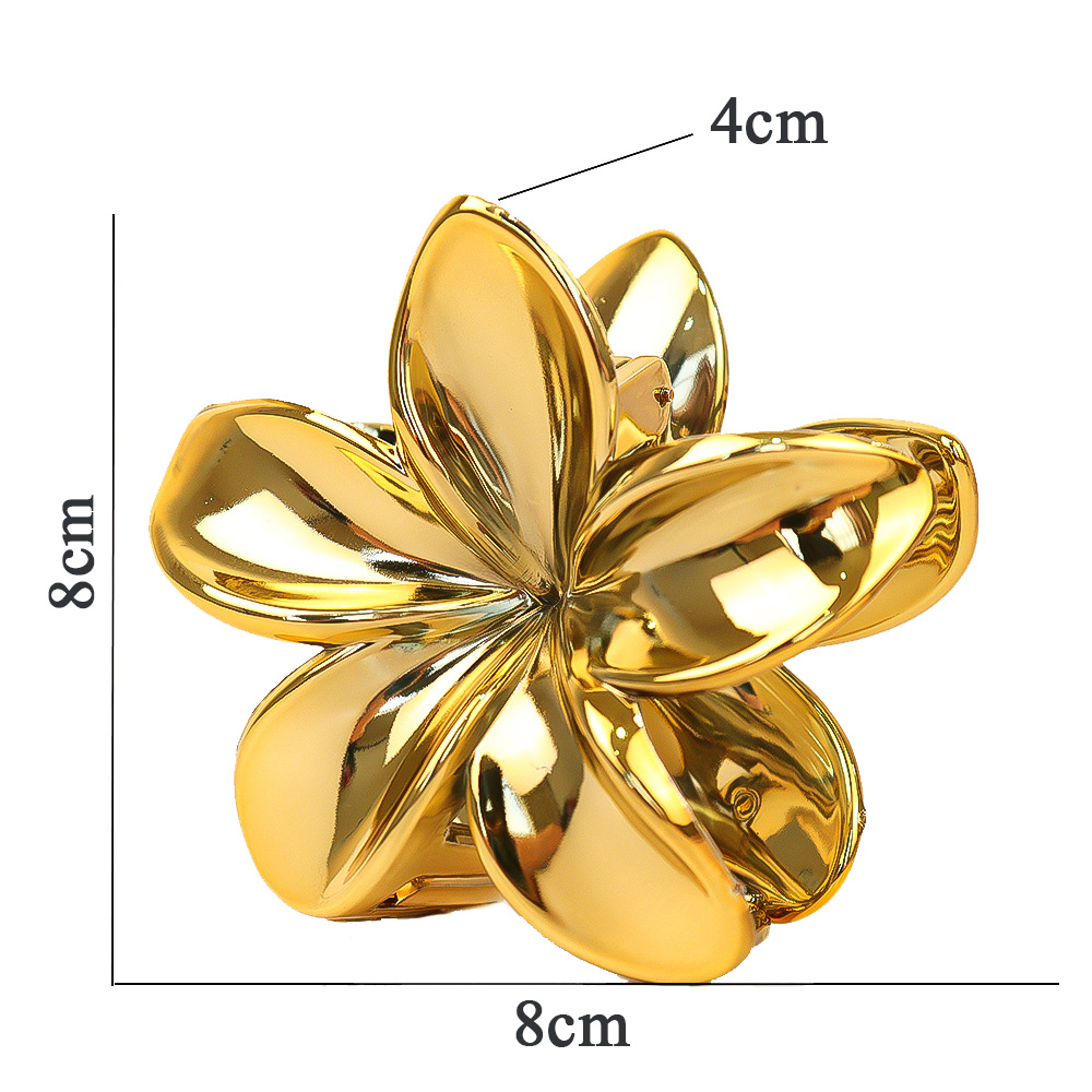 1-4 pçs moda flor grampos de garra de cabelo para mulheres ouro prata cor grandes grampos de cabelo rabo de cavalo tubarão clipe acessórios de cabelo