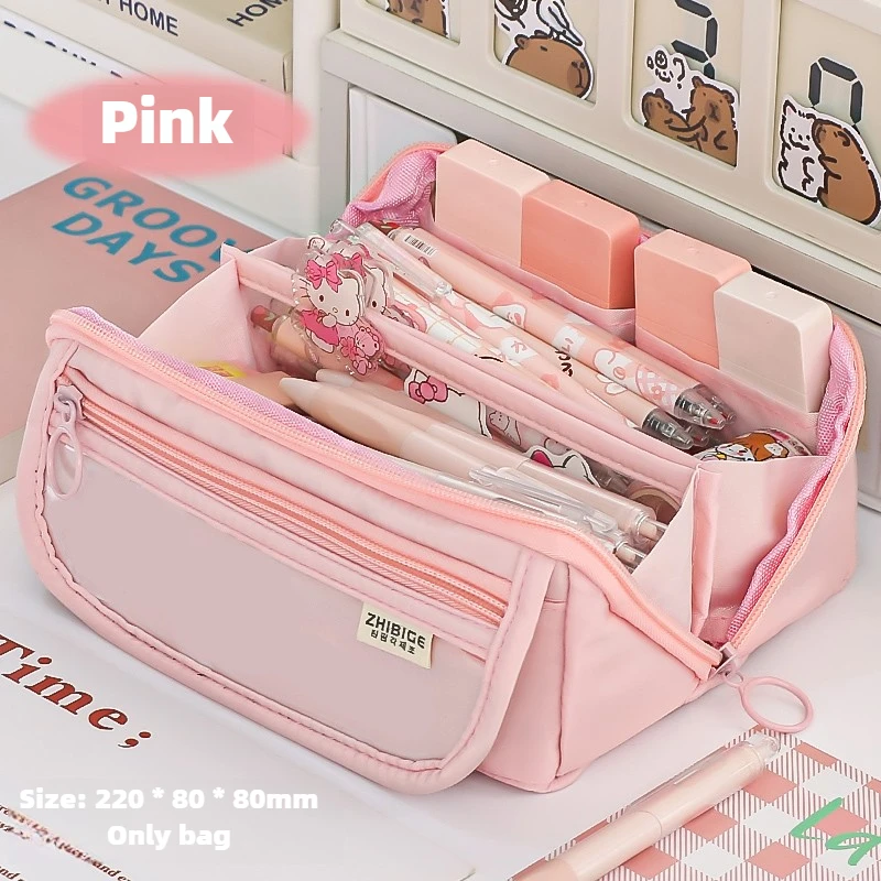 Estuche para lápices de prisma, estuche de papelería para estudiantes de gran capacidad, estuche para lápices, bolsa de papelería de alto valor, estuche para lápices multifunción
