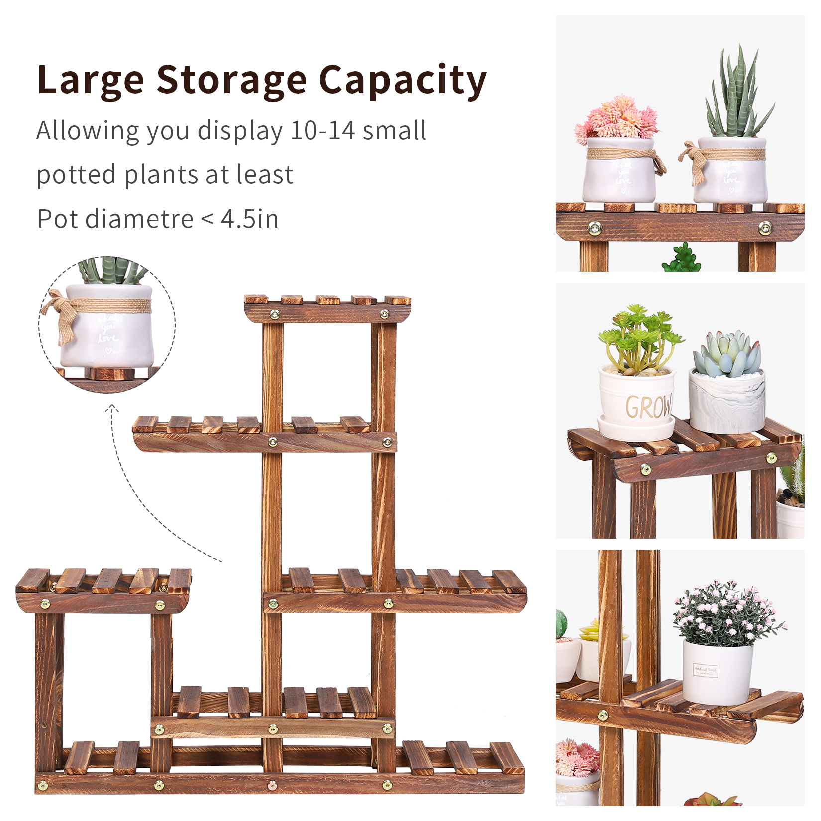 Estantes de madera para plantas, soporte para macetas de interior y exterior, estantería de exhibición de plantas de esquina para balcón, jardín, Patio, sala de estar