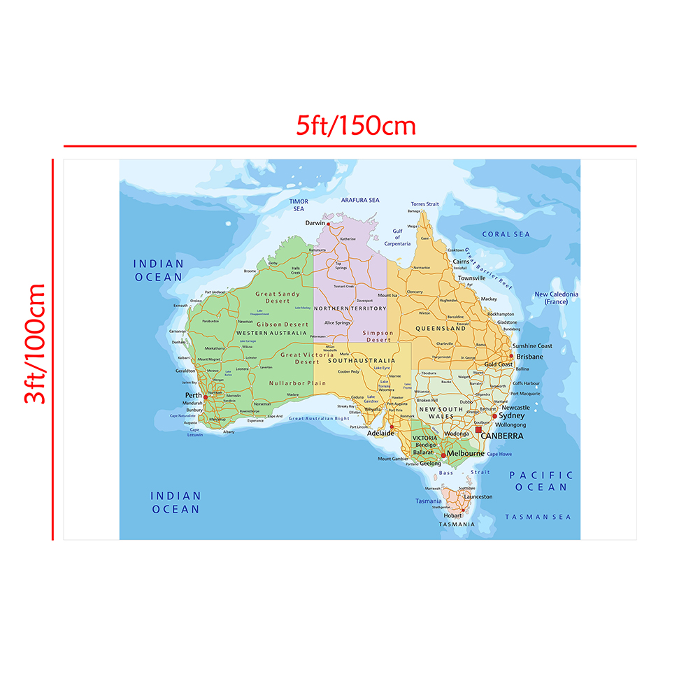 150 * 100 cm Mapa tras drogowych Australii Plakat ścienny Włóknina Płótno Malarstwo Dekoracja domu Artykuły szkolne