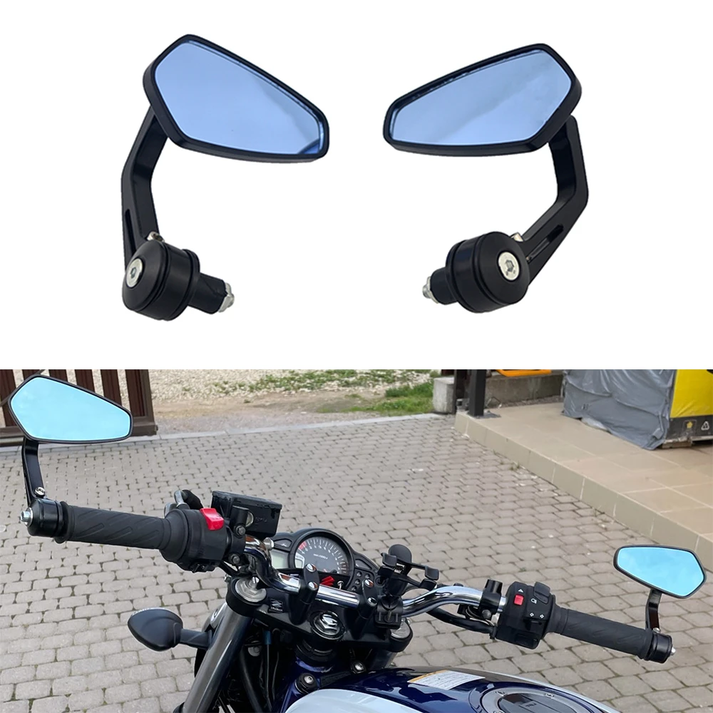 2 pçs motocicleta cruiser chopper atv alumínio 7/8 ''22mm barra final espelho retrovisor lateral para bmw ducati aprilia vitória acessórios