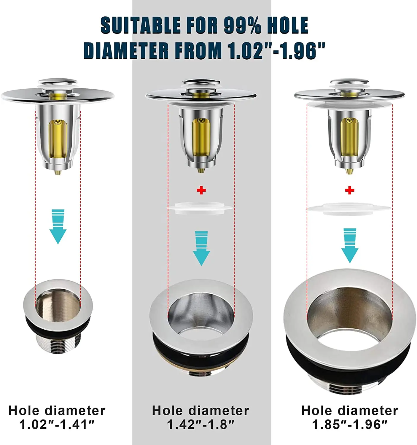 99% Universal ทองเหลือง Pop-Up BOUNCE Core อ่างล้างหน้าท่อระบายน้ํากรองผม Catcher SINK กรองอ่างอาบน้ํา Bath Plug ห้องน้ําเครื่องมือ