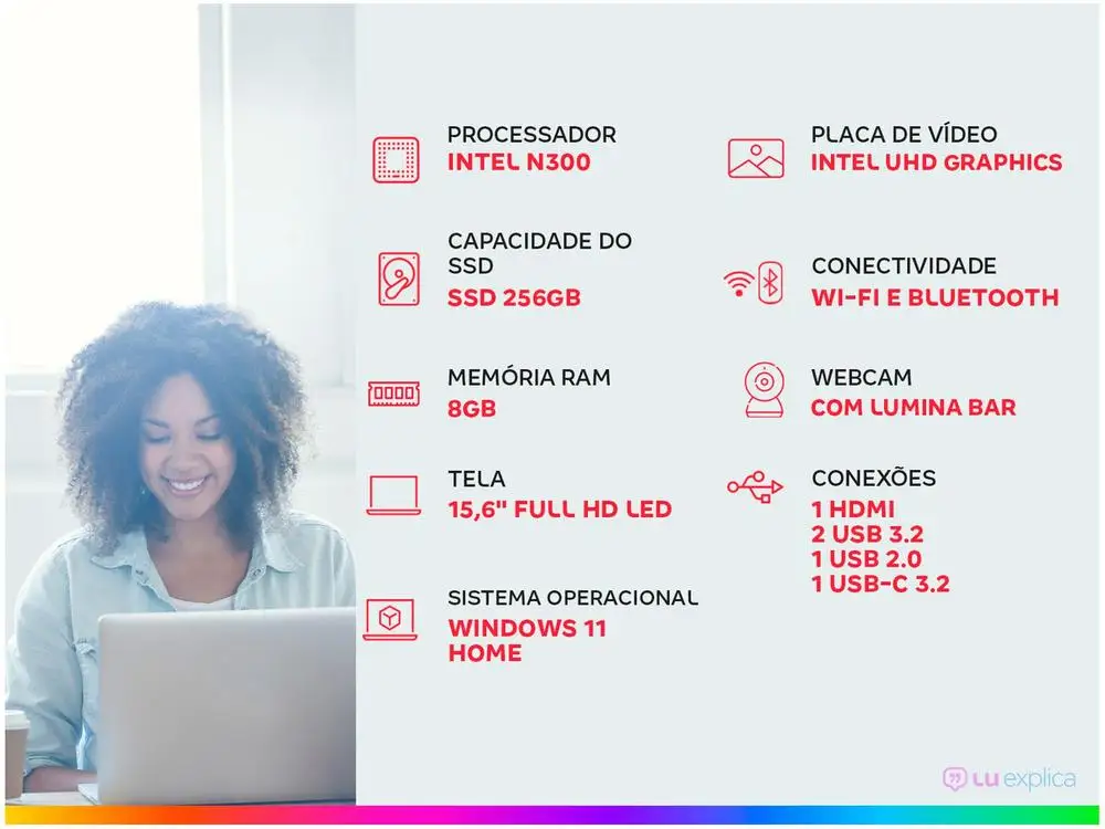 Notebook Positivo Vision i15 	Intel N300 SSD 256GB 15,6" Full HD Windows 11 3002877