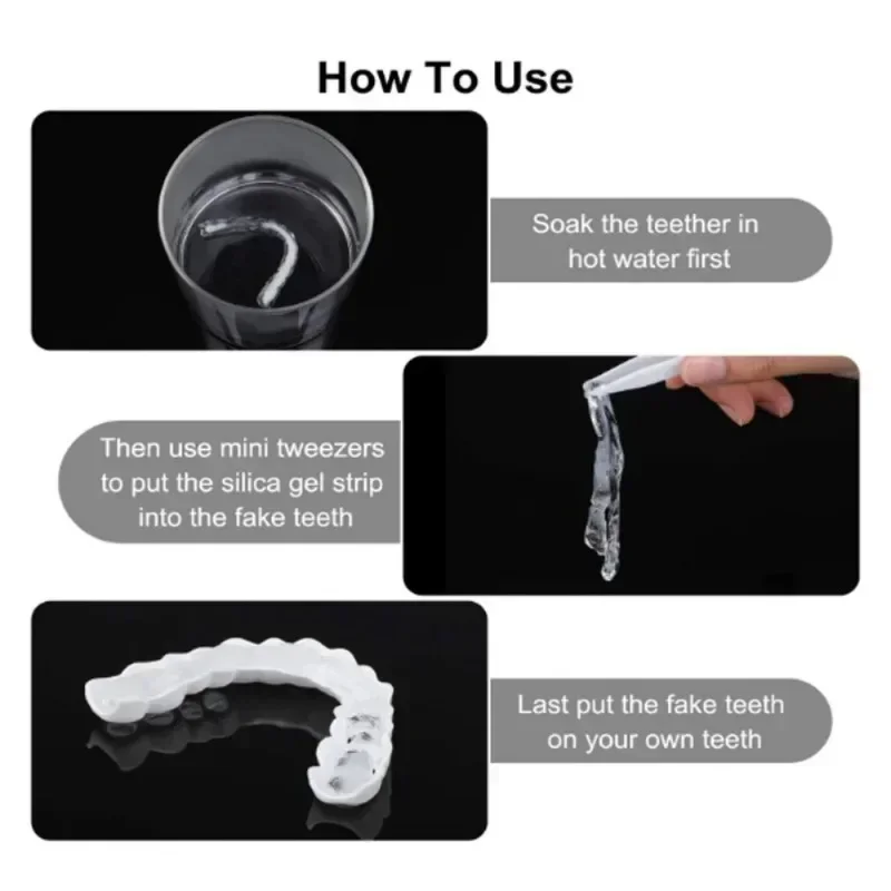 Ajuste perfecto para blanquear los dientes, cubierta de dientes falsos, carillas de silicona con sonrisa, herramienta de belleza superior, dientes cosméticos reutilizables