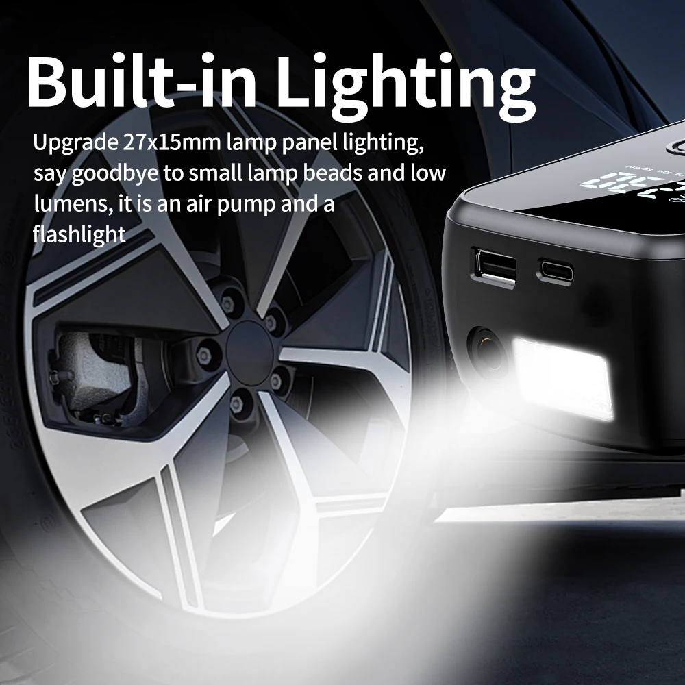 Bomba de aire portátil para coche, inflador de neumáticos eléctrico, pantalla Digital inteligente, inflador de neumáticos para coche, motocicleta, compresor de aire para bicicleta