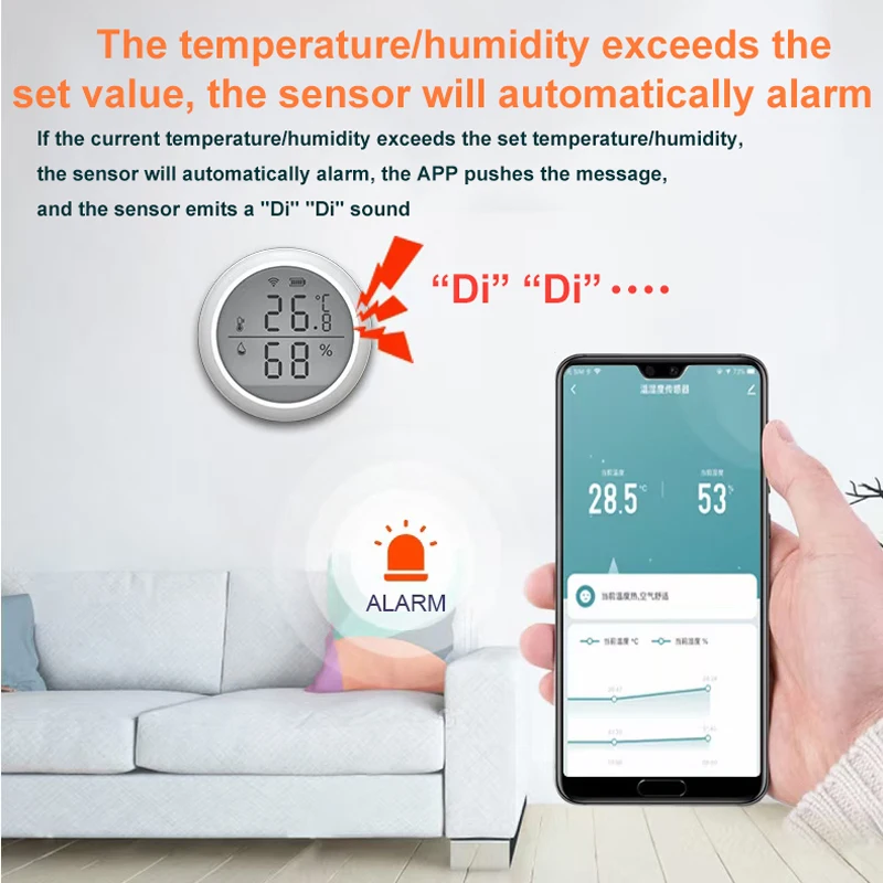 Sensor inteligente de temperatura y humedad Tuya ZigBee3.0, Control por aplicación Smart Life, Detector de humedad interior, funciona con ZigBee Hub